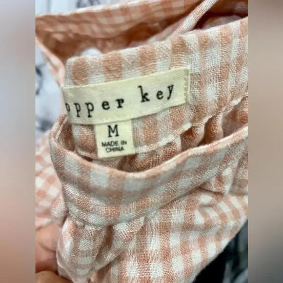 NWT Copper Key Pink & White Gingham Plaid Ruffle Short Set- Size Medium - Picture 3 of 5